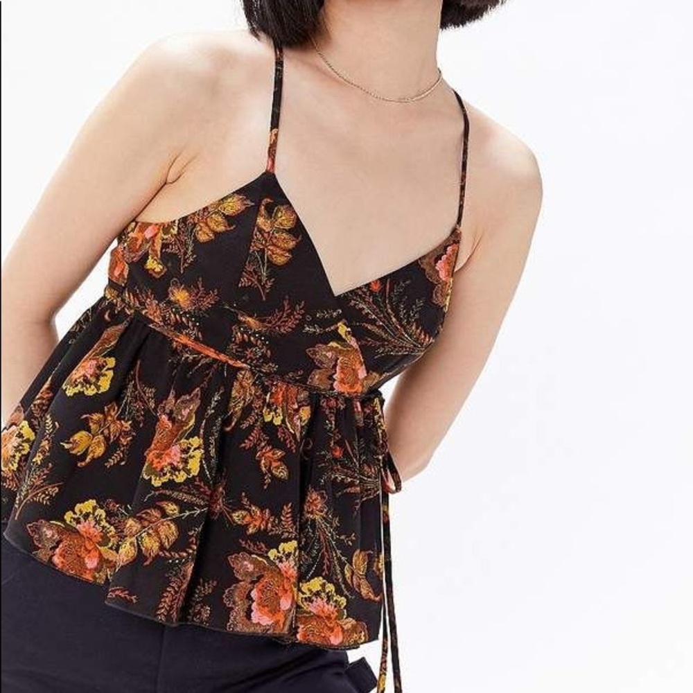 UO Gracey Plunging Peplum Wrap Top